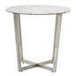 Mod Geo Chrome and White Round Faux Marble Side Table