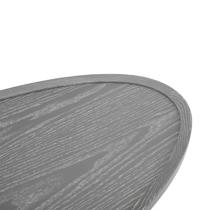 24" Black And Gray Manufactured Wood And Metal Oval Coffee Table