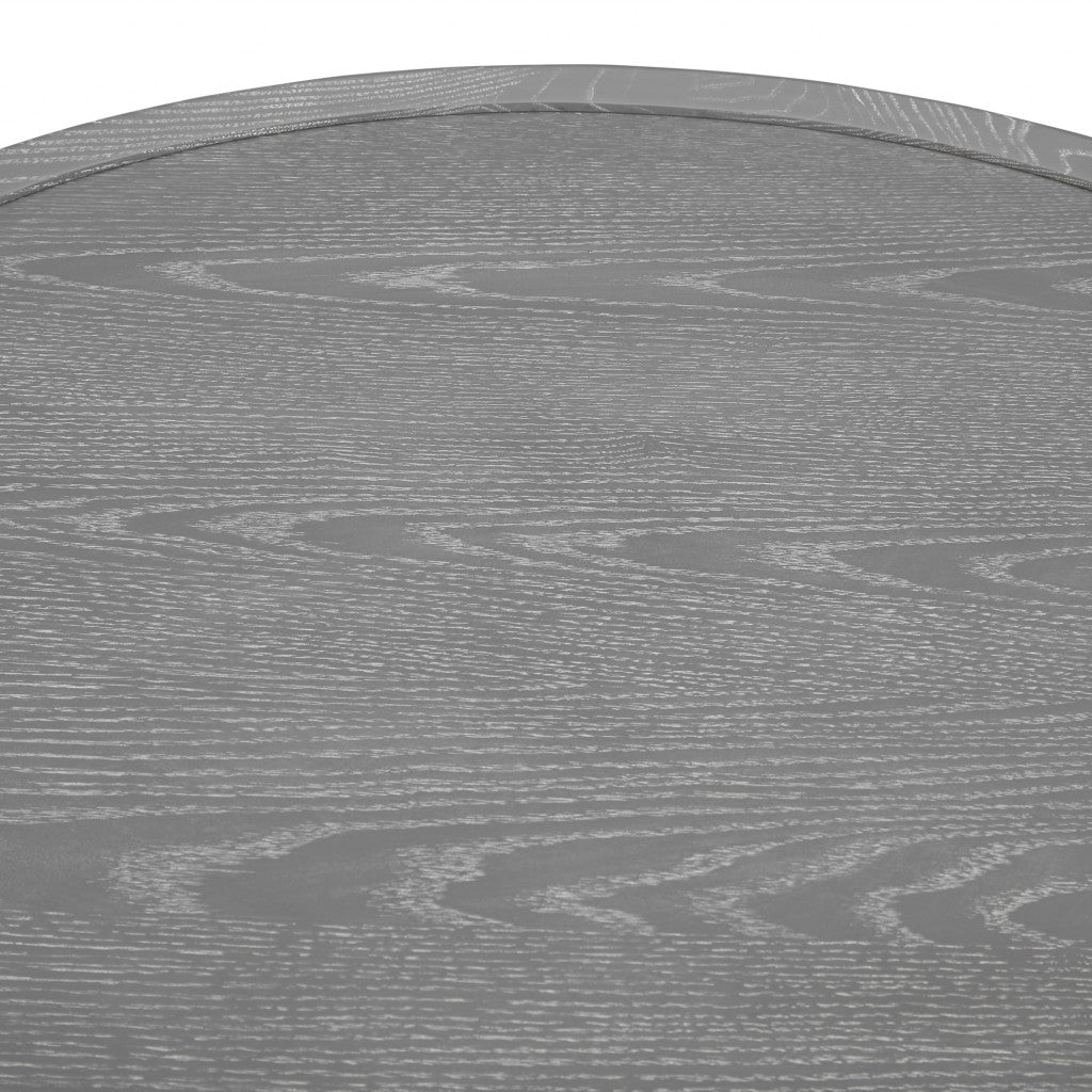 35" Black And Gray Manufactured Wood And Metal Round Coffee Table