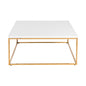 35" Gold And White Manufactured Wood And Metal Square Coffee Table