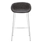 Set of Two Black and Chrome Scoop Bar Stools