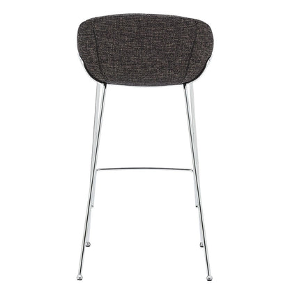 Set of Two Black and Chrome Scoop Bar Stools