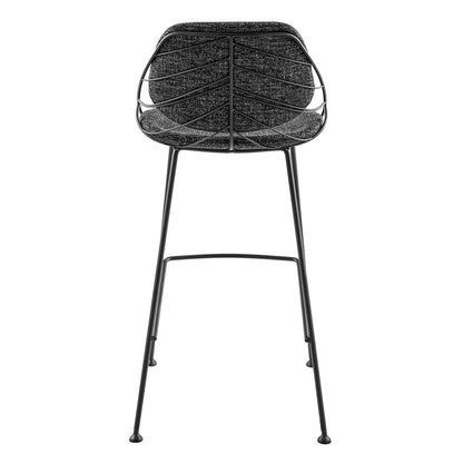 Set of Two Leaf Framed Black Bar Stools