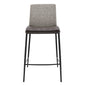 Set of Two Gray Faux Leather and Fabric Counter Stools