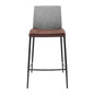 Set of Two Light Brown Faux Leather and Fabric Counter Stools