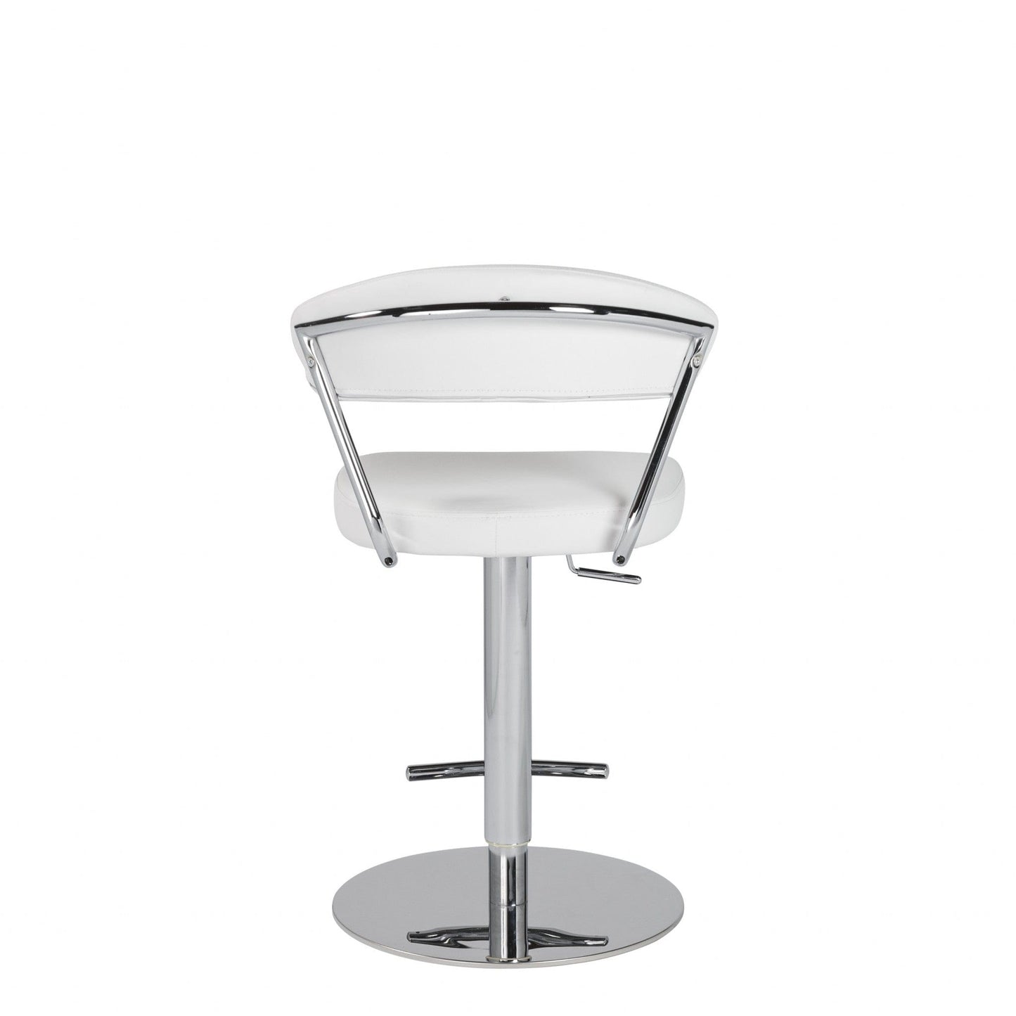 Adjustable Swivel White Faux Leather Aluminum Stool