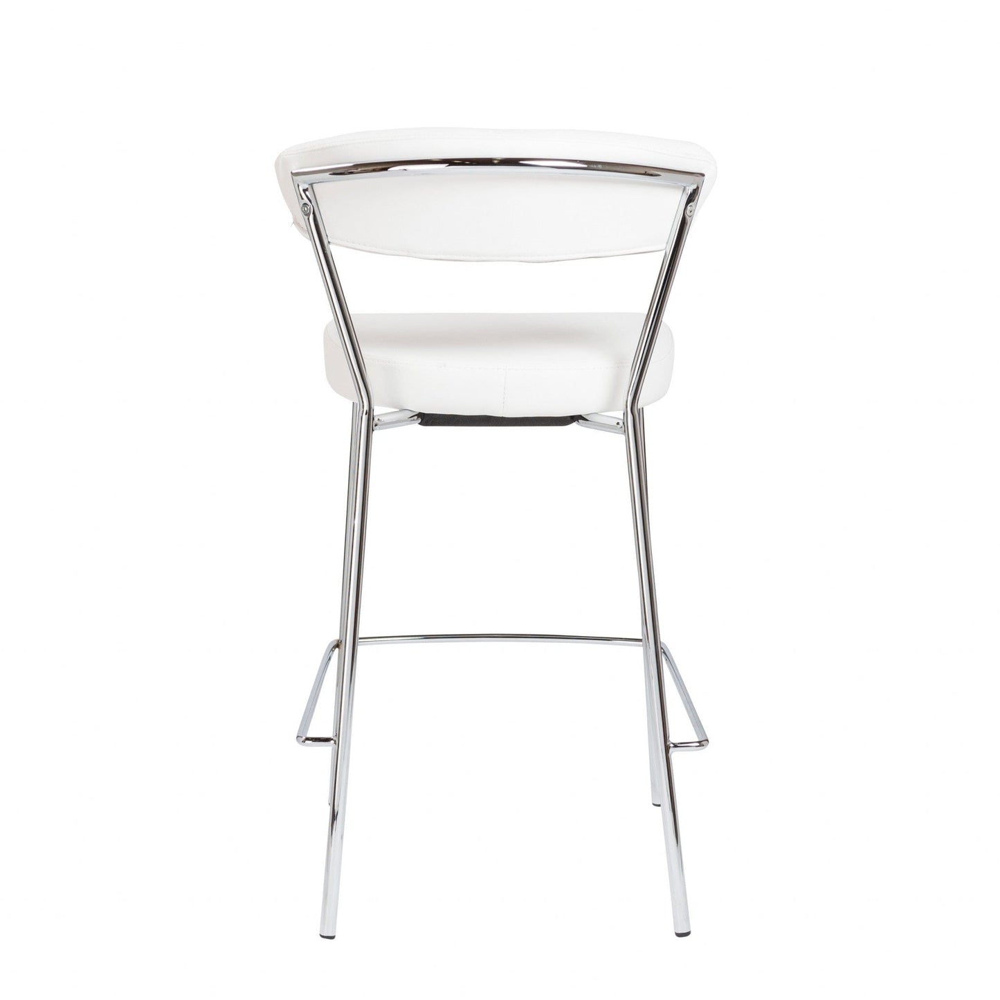 Set of Two Taper White Faux Leather Counter Stools