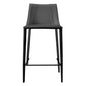 Rich Black Faux Leather Counter Stool