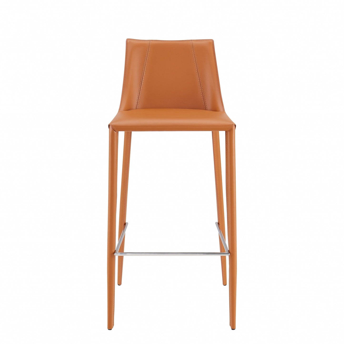 Rich Terra Cotta Faux Leather Bar Stool