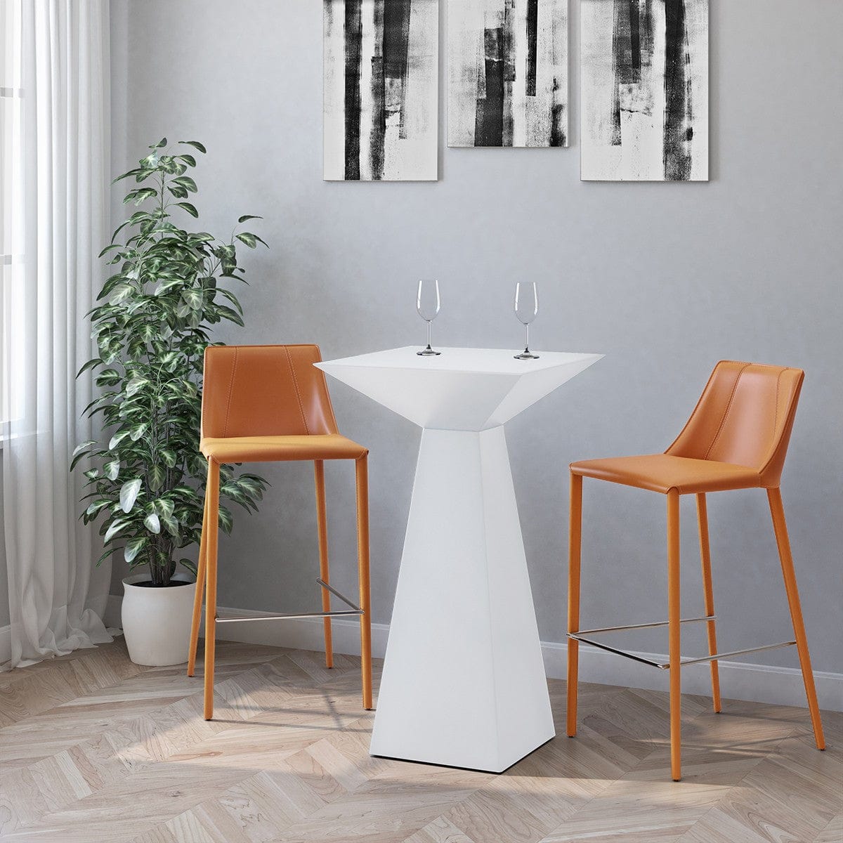 Rich Terra Cotta Faux Leather Bar Stool