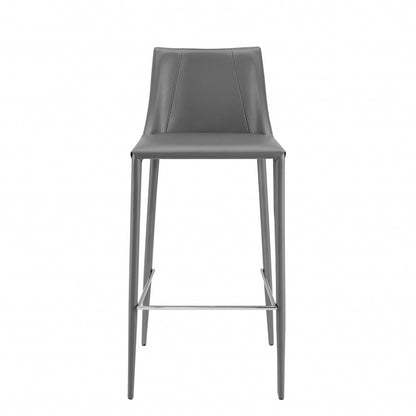 Rich Gray Faux Leather Bar Stool