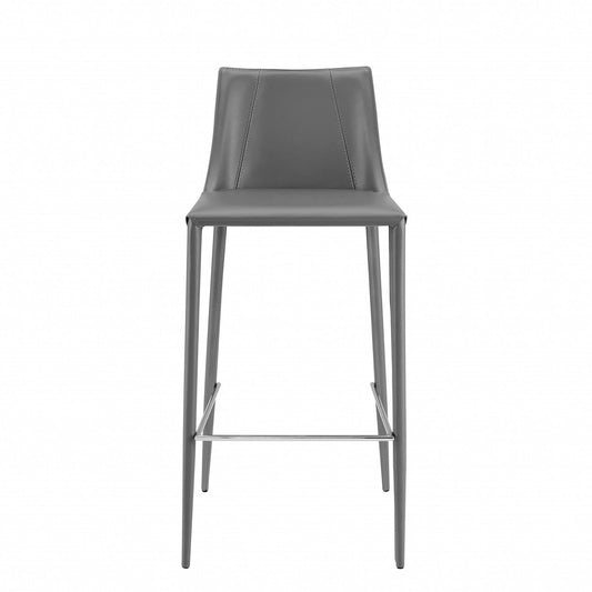 Rich Gray Faux Leather Bar Stool