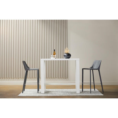 Rich Gray Faux Leather Bar Stool