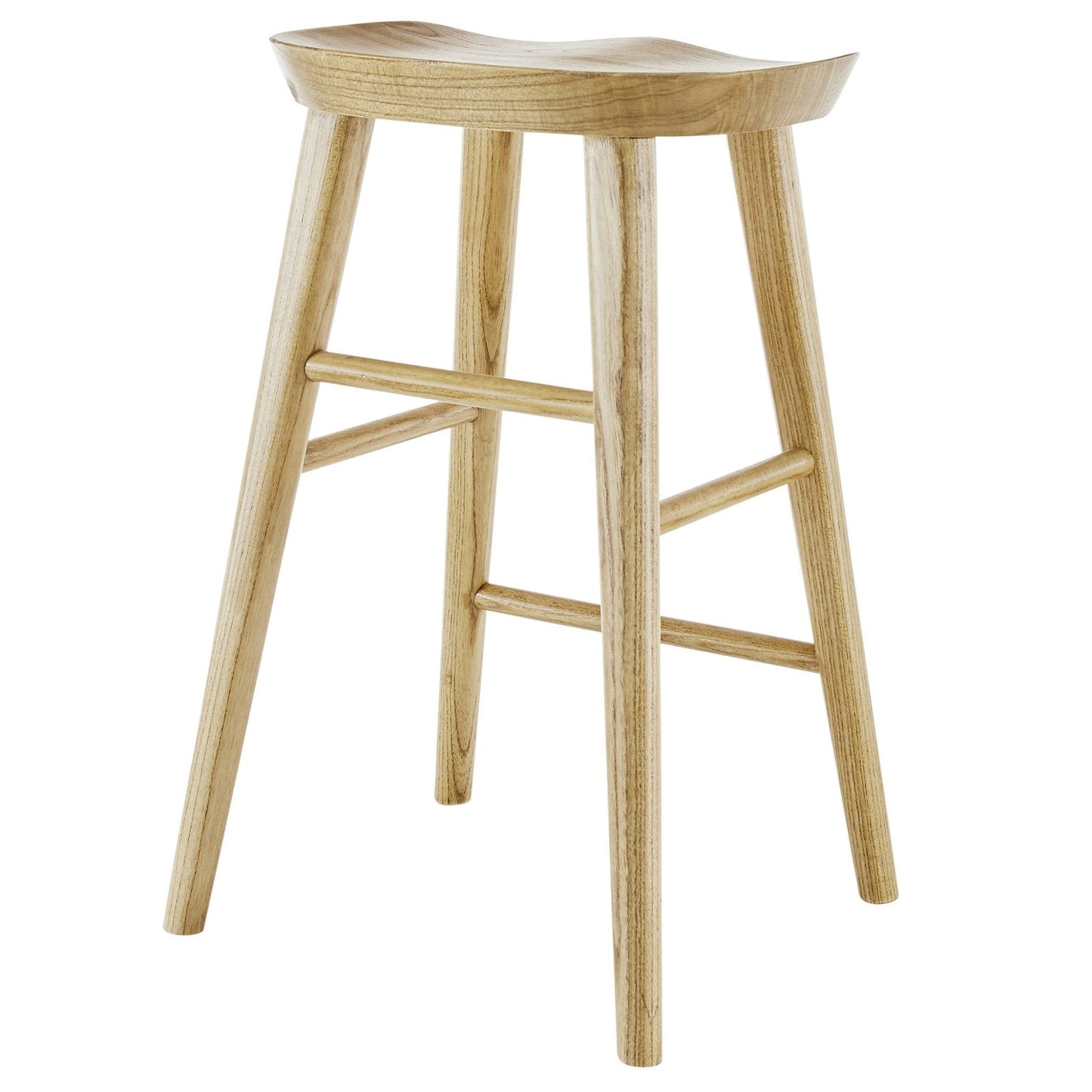 26" Light Natural Brown Solid Wood Counter Stool