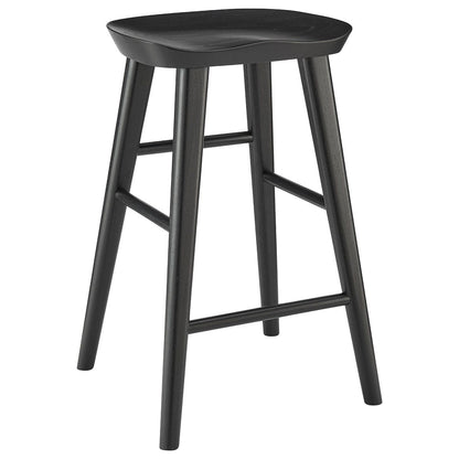 26" Black Solid Wood Counter Stool