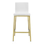 Set of Two Gray Faux leather and Gold Bar Stools