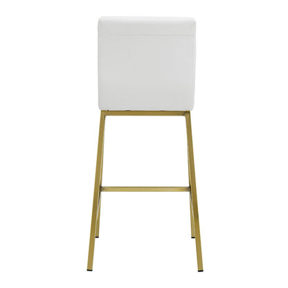 Set of Two Gray Faux leather and Gold Bar Stools