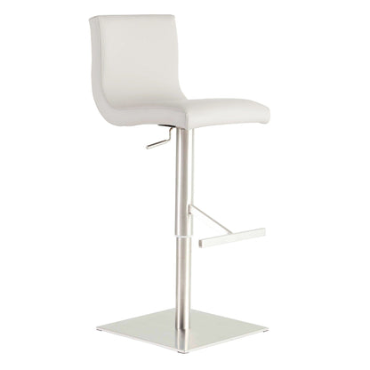Adjustable White Faux Leather Aluminum Stool