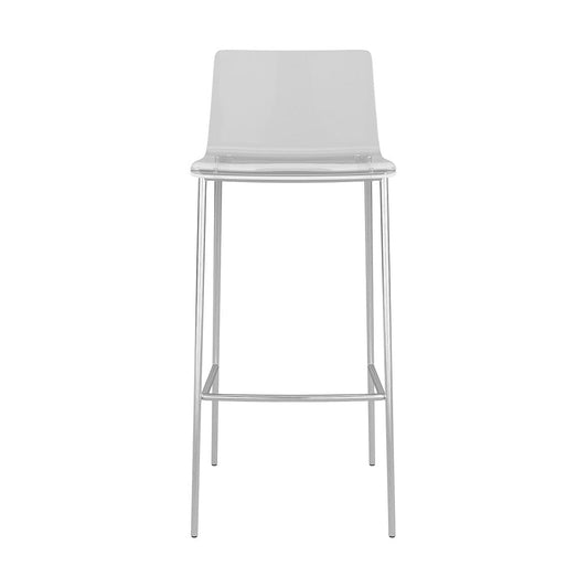 Set of Two Contemporary Acrylic and Nickel Bar Stools