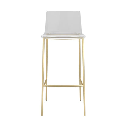 Set of Two Contemporary Acrylic and Gold Bar Stools