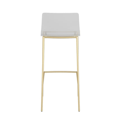Set of Two Contemporary Acrylic and Gold Bar Stools