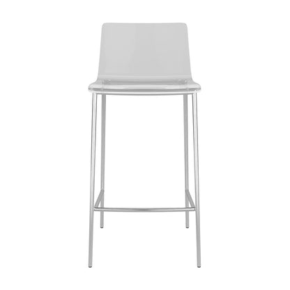 Set of Two Contemporary Acrylic and Nickel Counter Stools