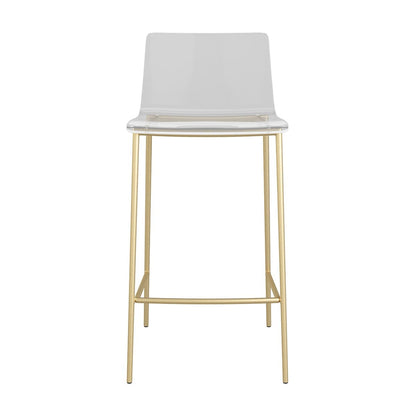 Set of Two Contemporary Acrylic and Gold Counter Stools