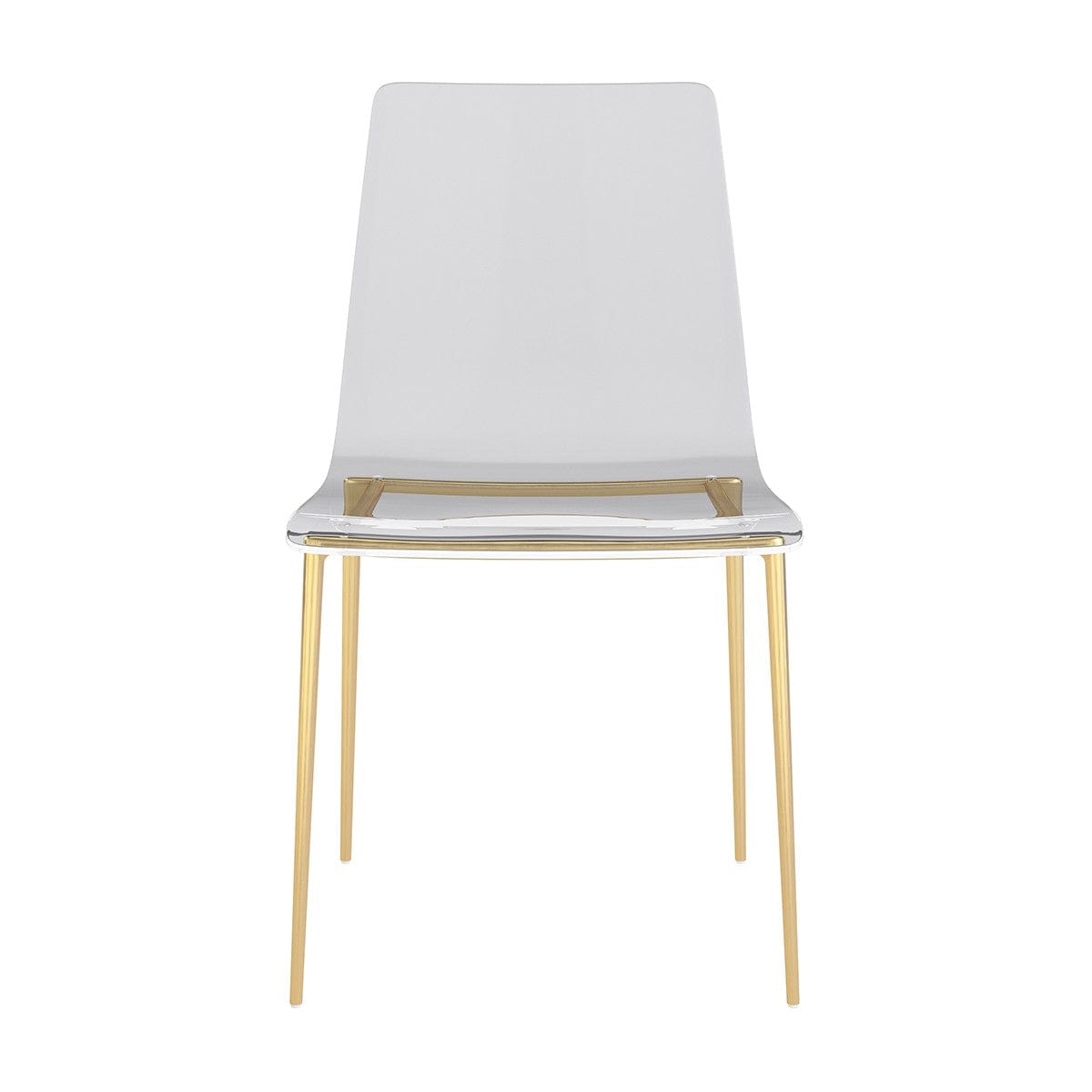 Set of Two Acrylic and Gold Steel Chairs