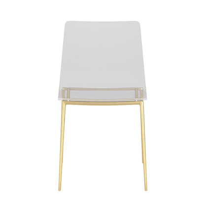 Set of Two Acrylic and Gold Steel Chairs