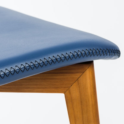 Set of Two Blue Faux Leather and Walnut Dining or Side Chairs