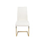 Set of Four White Faux Faux Leather Gold Cantilever Chairs