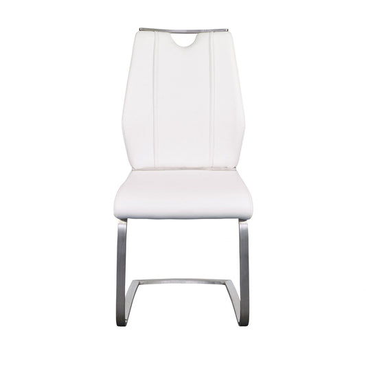 Set of Two White Faux Leather Cantilever Chairs