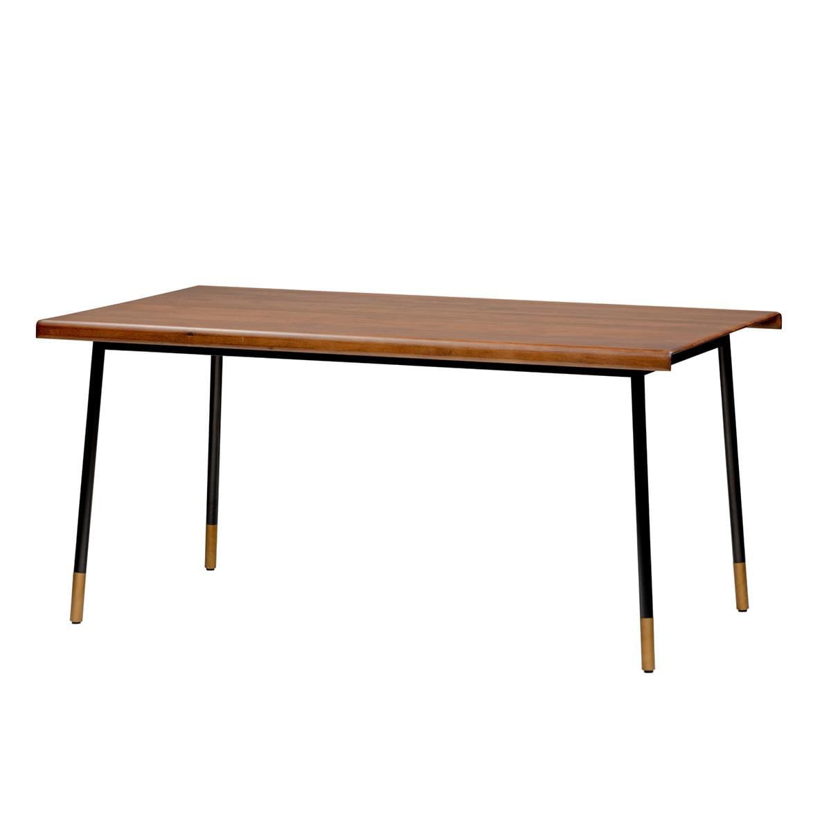 63" Brown Wood Dining Table with Black Steel Legs