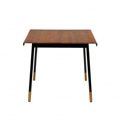 63" Brown Wood Dining Table with Black Steel Legs