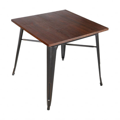 Mod Industrial Walnut and Black Square Dining Table