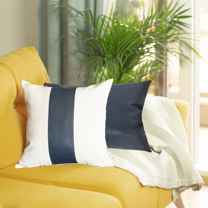 Set of 2 White and Navy Boho Throw Pillow Covers
