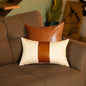 Set of 2 White and Brown Boho Throw Pillow Covers