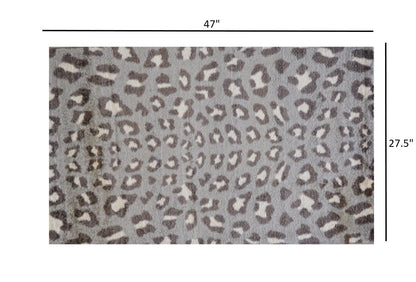 2' x 4' Gray and Brown Cheetah Washable Floor Mat