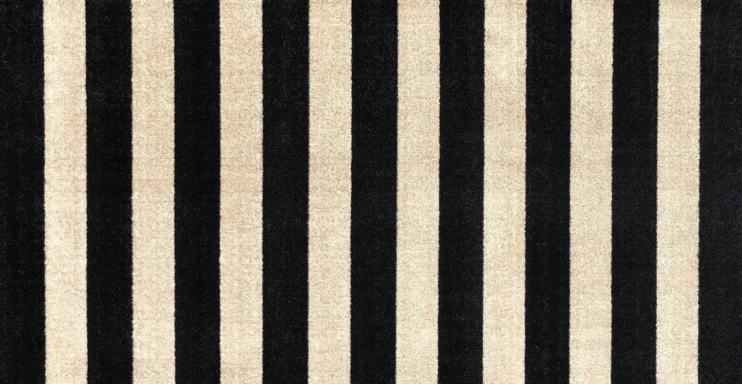 2' x 4' Black and Tan Wide Stripe Washable Floor Mat
