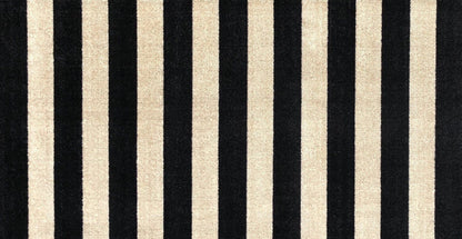 2' x 4' Black and Tan Wide Stripe Washable Floor Mat