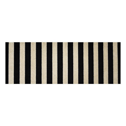 2' x 6' Black and Tan Wide Stripe Washable Runner Rug