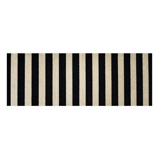 2' x 6' Black and Tan Wide Stripe Washable Runner Rug