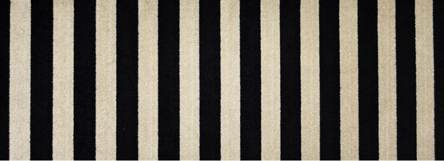 2' x 6' Black and Tan Wide Stripe Washable Runner Rug