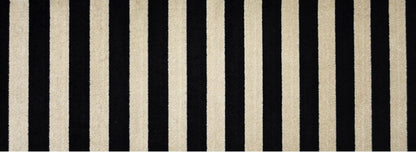2' x 6' Black and Tan Wide Stripe Washable Runner Rug