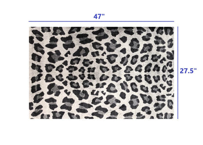 2' x 4' Black and Gray Cheetah Washable Floor Mat