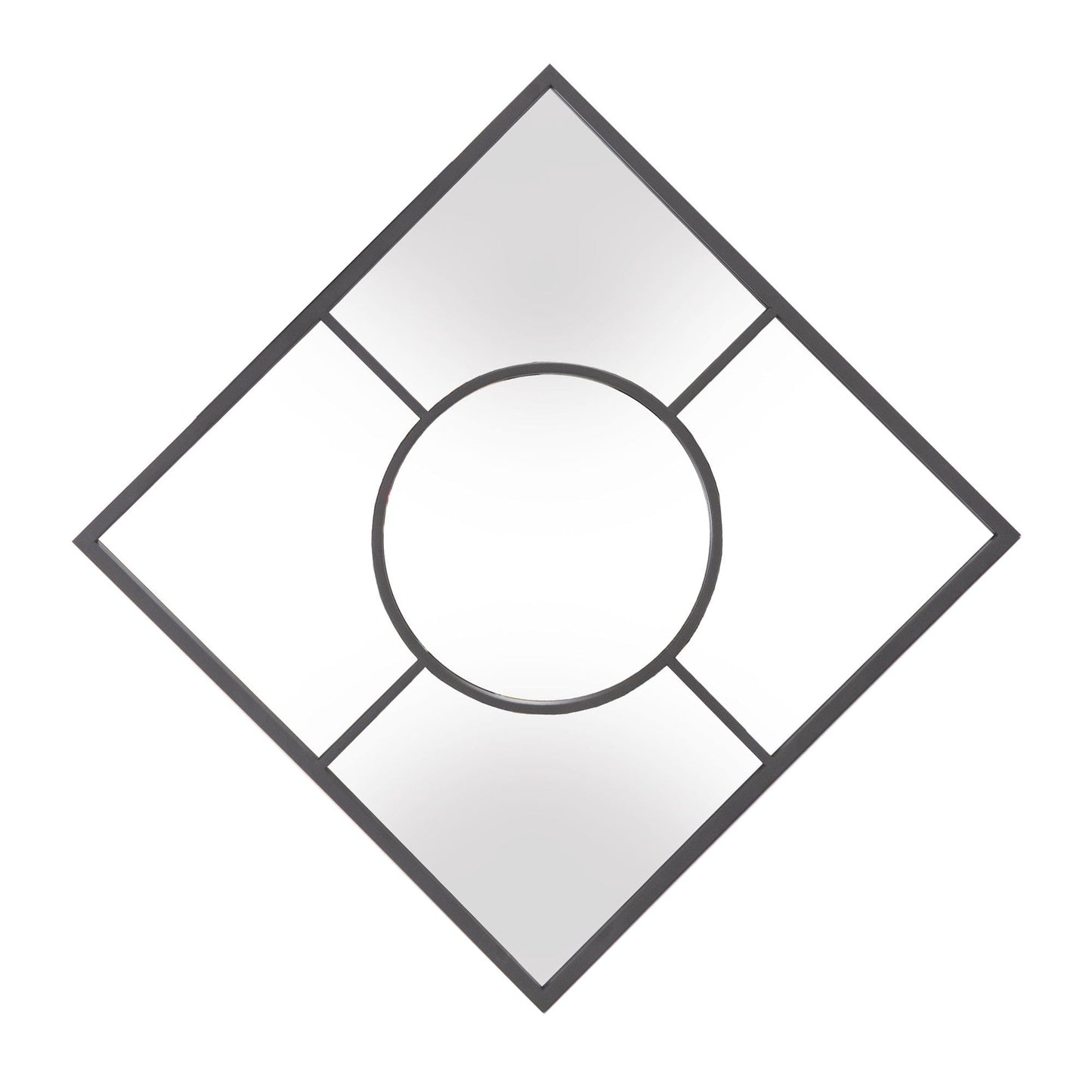 Graphite Geometric Design Square Metal Wall Mirror