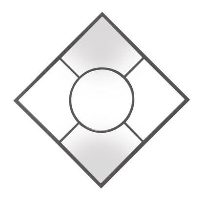 Graphite Geometric Design Square Metal Wall Mirror