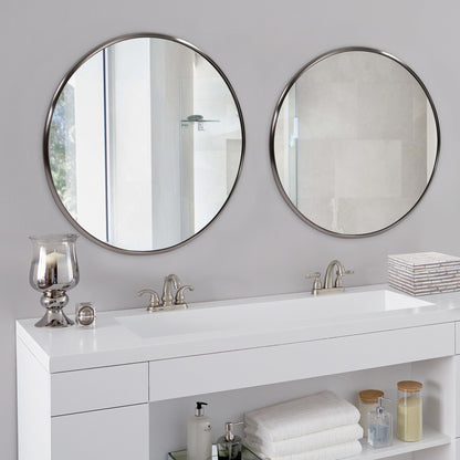 32" Brushed Titanium Round Wall Mirror