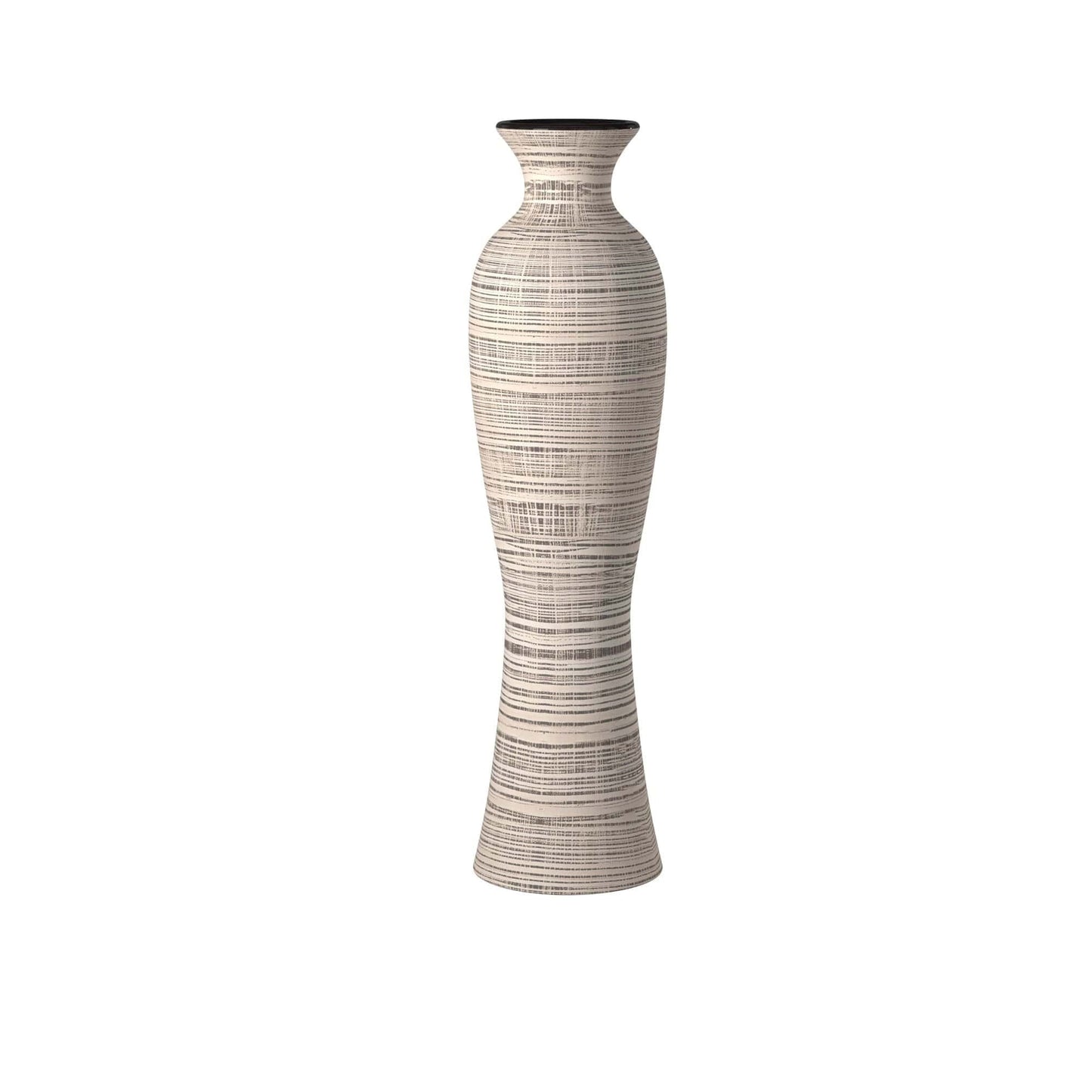 Modern Farmhouse Latte Striped Ceramic Floor Vase