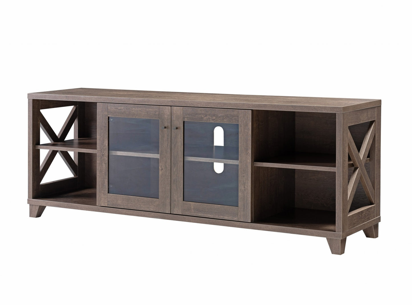 Modern Rustic Walnut Oak TV Console Cabinet